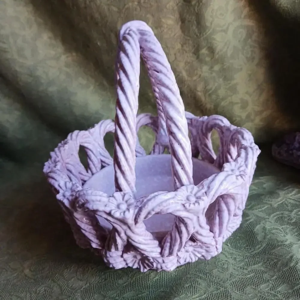 Italian Redware Pottery Easter Basket 8 in